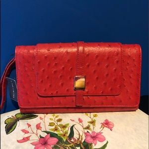THE LIMITED NWT Red Faux Ostrich Clutch